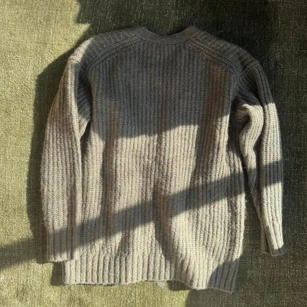 Uniqlo Women's Grey and Brown Cardigan